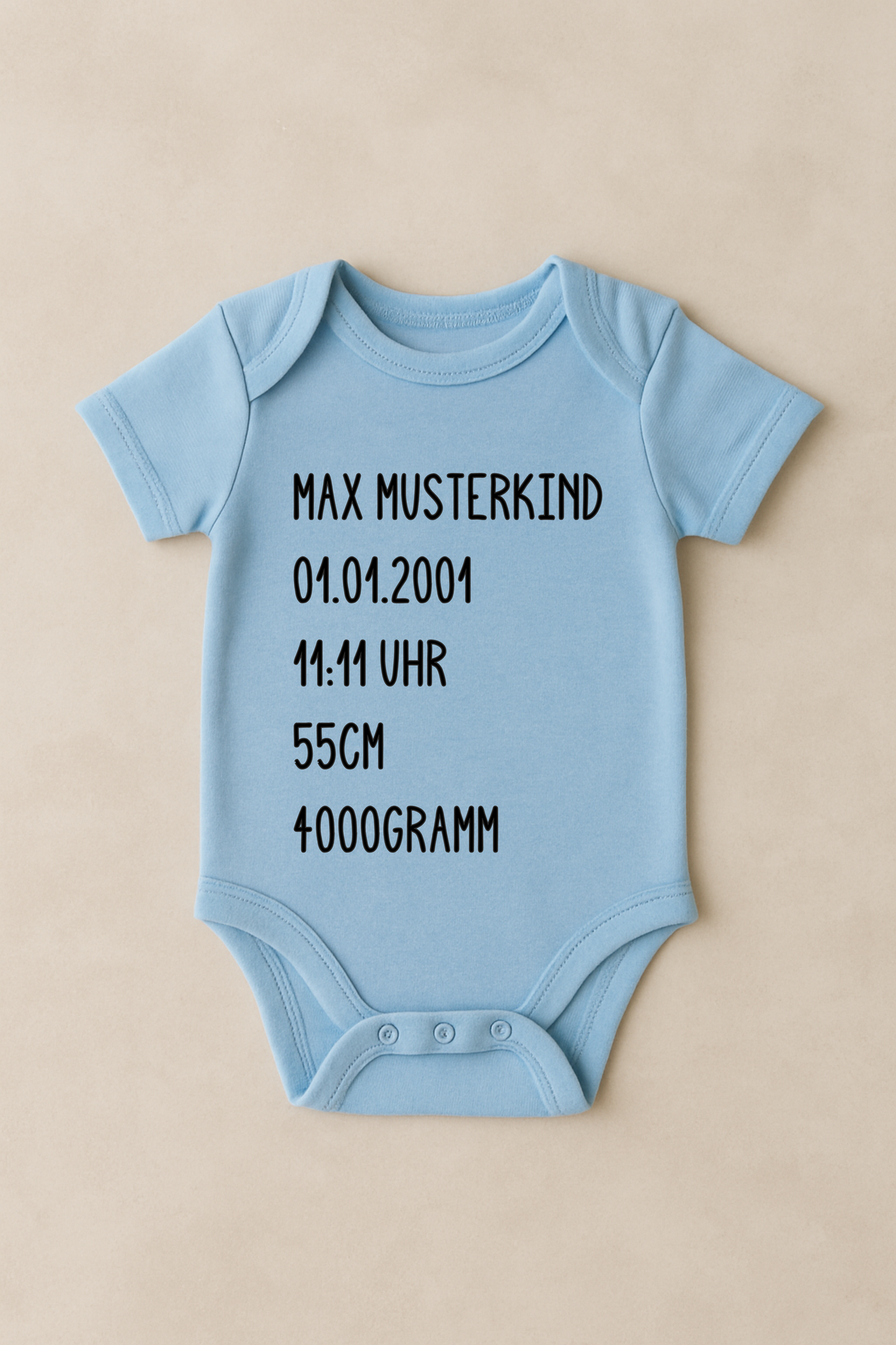 Personalisierter Babybody mit Geburtsdaten