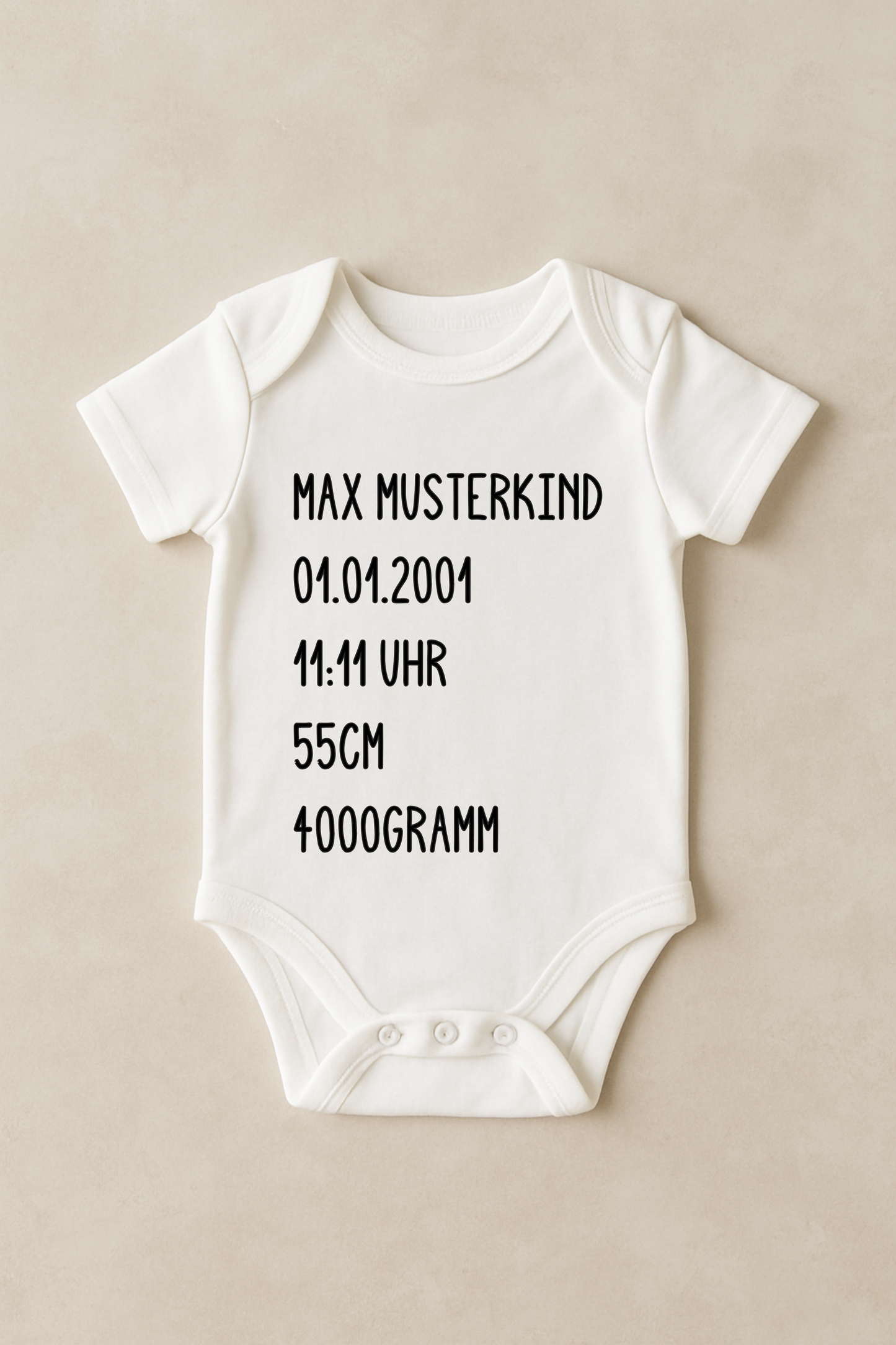 Personalisierter Babybody mit Geburtsdaten
