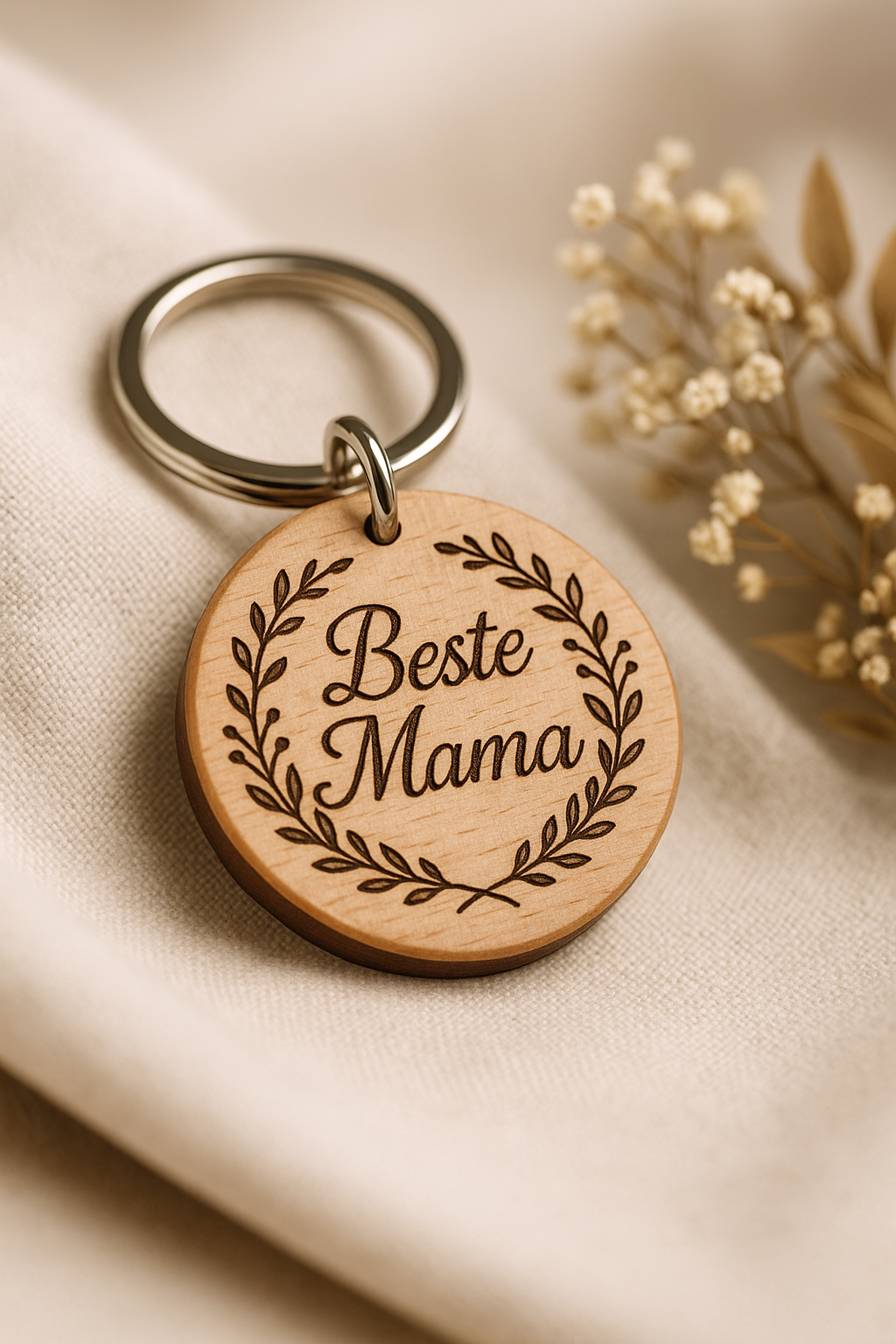 Schlüsselanhänger "Beste Mama" – graviert & mit Herz gemacht