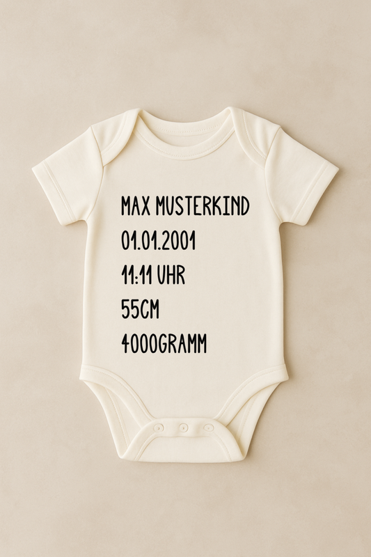 Personalisierter Babybody mit Geburtsdaten