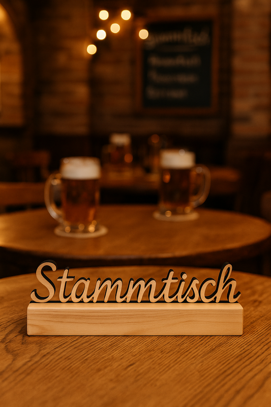 Personalisierter Holz-Tischaufsteller – Wunschwort / Name / Motiv